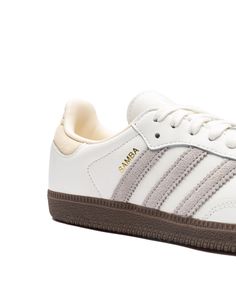 Adidas Samba OG 'White Grey' Regular fit Lace closure Suede and leather upper Textile lining Gum rubber outsole Imported Product color: Core White / Grey Two / Cream White Cute Sambas, Underrated Shoes, Sambas Adidas Women, Sambas White, Swaggy Shoes, 2024 Shoes, Color Core, 2024 Wishlist, Holiday Wishlist