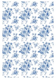 a blue and white floral pattern on fabric