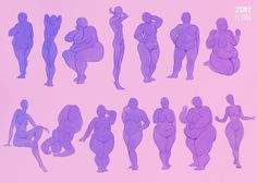 the silhouettes of women are shown in different poses