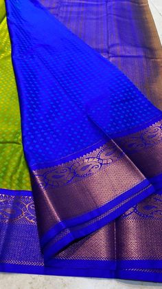 Product descriptions : Dual shaded green and blue silk saree with copper and floral border having contrast blue pallu..!! Saree comes with blue running blouse with border. Product specifications : SAREE MATERIALS : * Colour : Dual shade green and blue * Material : silk * Saree length: 5.5m * Saree width : 47-49" * Works : Copper border floral motifs * Saree Add on can be select if required RUNNING BLOUSE : * Colour : Blue Matching blouse * Blouse length :13-14”(Alterable) * Blouse Add on can be Saree Color Combinations, Blouse With Border, Blouse Colour, Blue Silk Saree, Silk Sarees With Price, Sarees With Price, Green With Blue, Green Border, Blue Border