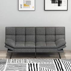 FONTOI Futon Sofa Bed Memory Foam Couch Sleeper Daybed Foldable Convertible Loveseat, Dark Gray Foam Couch, Sleep Pillows, Comfortable Futon, Upholstered Sofa Bed, Bed Backrest, Bedroom Couch