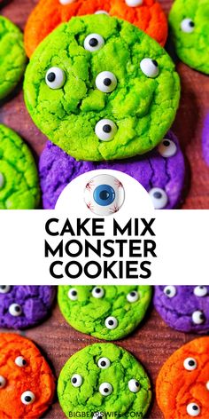 monster cookies with eyes and googly eyes on them are ready to be eaten for halloween