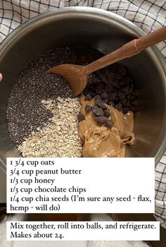 the ingredients for chocolate peanut butter in a mixing bowl