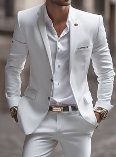 White Wedding Suit, Stylish Mens Suits, Costume Noir, Classy Suits, Dress Suits For Men, White Suit, Men Stylish Dress, Groomsmen Suits, Party Suits