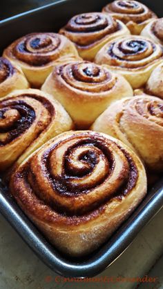 cinnamon rolls in a baking pan ready to be baked