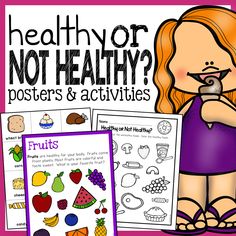 healthy or not healthy posters and activities for kids to practice their writing skills on the go