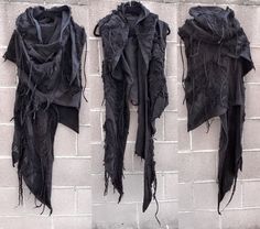 Handcrafted distressed postapocalyptic black hooded scarf wrap. Unisex. S - width 20 inches M - width 22 inches  L - width 24 inches XL - width 26 inches Right fit: your chest measured around at widest part divided by 2, plus 3 inches = width of the item listed above. Available in full white and other colours or colour combinations upon request - please contact. Rave Outfits Women, Burning Man Clothing, Burning Men, Festival Outfits Women, Burning Man Outfits, Man Clothing, Concept Clothing, Distressed Jacket, Hooded Scarf