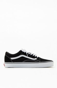 Vans presents the first skate shoe to bare their iconic side stripe, the Canvas Old Skool Shoes. These classic men's sneakers boast a durable canvas upper, a padded tongue and lining, and the brand's signature rubber waffle outsole.

PLEASE NOTE: This shoe is offered in Men's sizes; please consult the Size Chart above - the conversion is a size and a half smaller for women. For example, a woman who is a size 7.5 should order a size 6 in Men's.


	Durable canvas upper
	Low profile shoe, lace fron Vans Aesthetic, Black White Shoes, Mens Vans Shoes, Old Skool Black, Vans Logo, Black And White Shoes, Skate Shoe, Vans Black, Shoe Lace