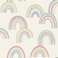 rainbow wallpaper in pastel colors on a white background