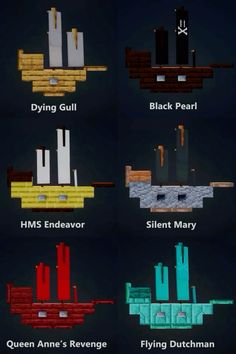 an image of some different types of buildings in minecraft with the names on them