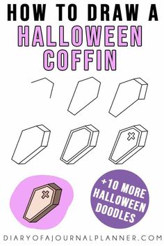 how to draw a halloween coffin for children and adults with easy step - by - step instructions