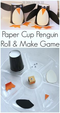 penguin paper cup penguin roll and make game