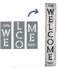 a wooden sign that says welcome and welcome with an arrow pointing to the left side