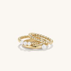 Pearl Trio Beaded Stacker Ring | Mejuri Mejuri Rings, Stacker Rings, Shop Products