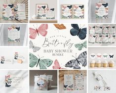 the butterfly baby shower bundle is shown