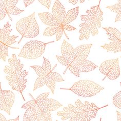 an orange and white background with leaves