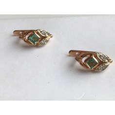 Vintage Yakutia Diamonds Ural Emeralds Russian gold Rose Ele - Inspire Uplift 14k Rose Gold Earrings With Elegant Design, Elegant Rose Gold Earrings In 14k Gold, Elegant 14k Rose Gold Round Earrings, 14k Rose Gold Jewelry With Matching Earrings, Rose Gold Plated Earrings With Elegant Design, Rose Gold Elegant Earrings, Gold Plated, 14k Rose Gold Fine Jewelry Earrings For Formal Occasions, Formal Rose Gold Earrings In 14k Gold, 14k Rose Gold Jewelry For Formal Occasions