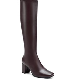 AEROSOLES Micah Boot | Nordstromrack Fitted Square Toe Knee-high Boots For Work, Business Knee-high Boots With Block Heel, Fitted Knee-high Boots With Block Heel For Business, Trendy Faux Leather Knee-high Boots With Square Toe, Sleek Fitted Platform Boots With Block Heel, Trendy Block Heel Knee-high Boots For Formal Occasions, Sleek Wide Calf Knee-high Boots With Square Toe, Modern Fitted Knee-high Boots With Block Heel, Office Knee-high Boots With Square Toe