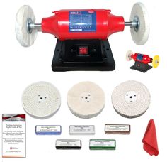 the machine is being used to make different types of grinding wheels and discs, which are also included in this kit