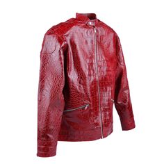 Material: Hornback Crocodile genuine leather design Color: RedProduct sizes: M / L / XL / XXL Crocodile Leather, Jacket For Men, Color Rojo, Design Color, Leather Design, Dark Black, Alligator, Luxury Branding, Color Design