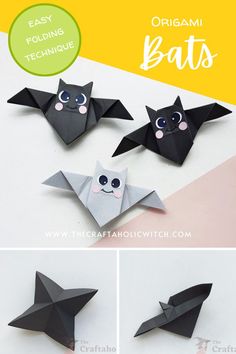 an origami bat is shown with instructions to make it look like they are flying