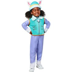 Your child will be barking and howling like her favorite snowy husky this year when you dress them up in our Paw Patrol Toddler Everest Costume. With this set, you will receive everything your tyke needs to ski the slopes and keep the mountains safe from harm. Featuring an adorable Everest jumpsuit and headpiece as well as a matching puppy pack, your kid will be patrolling like a pro right alongside Chase, Skye, Marshall, and the rest of the gang while all decked out in this blizzardy gear! | Ru Everest Paw Patrol Costume, Paw Patrol Kostüm, Paw Patrol Halloween Costume, Icy Mountains, Best Group Costumes, Paw Patrol Everest, Paw Patrol Costume, Packaging And Label, Everest Paw Patrol