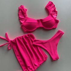 Push Up Ruffle Bikini Set with Skirt / Summer Collection Luxury Skincare Brands, Outdoors Style, Nice Bikinis, Best Swimsuits, Looks Party, Girls With Glasses, Summer Color, Home Style, Rich Girl