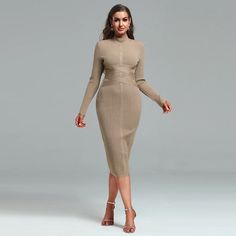 High Neck Design: Offers a chic and refined look, perfect for cooler evenings. Ribbed Texture: Adds a touch of modern flair and ensures a comfortable fit. Bodycon Fit: Accentuates your curves, providing a sleek and flattering silhouette. Long Sleeves: Ideal for transitional weather, adding both warmth and style. Midi Length: Perfect for both formal and semi-formal occasions, giving a sophisticated appeal. High-Quality Fabric: Ensures durability and comfort, making it perfect for extended wear. V Midi Dress For Women, High Neck Designs, Bandage Midi Dress, Bodycon Midi Dress, Bold Stripes, Bodycon Midi, Midi Dress Bodycon, Bandage Dress, Dress For Women