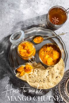 Indian mango chutney in a jar and a bowl with some poppadoms on a plate. Indian Mango, Mango Chutney, Chutney Recipe, Dip Recipes Easy, Curry Chicken Recipes, Chutney Recipes