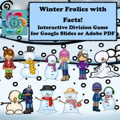 winter frolics with fact interactive division game for google slides or adobe pdf