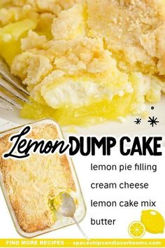 Lemon Dump Cake Dessert Recipes Lemon, Lemon Dump Cake, Lemon Dump Cake Recipe, Lemon Dessert Recipes Easy, Boxed Cake Mixes Recipes, Dump Cake Recipe, Lemon Dessert, Lemon Cake Mixes, Lemon Dessert Recipes