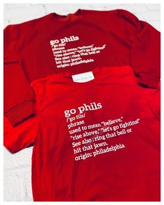 Route for your fave team in your Go Phils tee! Shirt is unisex and true to size.  Red tee with white ink. Shop does not offer refunds or exchanges.  Please check size chart carefully, cannot exchange for size. Please contact shop with any sizing questions prior to ordering. Buyer agrees to turn around time stated at purchase. Seller is not responsible for postal delays. Phillies World Series 2022 Shirts, Phillies Shirt, Philly Sports, Ring The Bell, Red Tee, Baseball Shirt, Design Lab, Philadelphia Phillies, Baseball Shirts