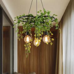 21.5/35.5 Metal Cluster Pendant Warehouse Black Wheel And Orb Cage Hanging Lamp With Green Vine For Fabric Chandelier, Room Hanging Lights, Green Dining Room, Island Light Fixtures, Rope Pendant Light, Cluster Pendant Lighting, Metal Ceiling Lighting, Industrial Style Decor, Metal Pendant Lamps