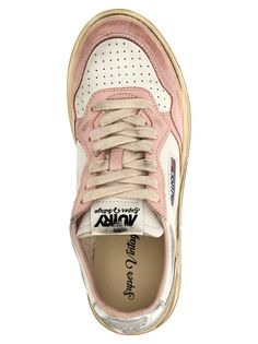 Upper: 80% Cow leather, 20% Metallic leather Outsole: 100% Rubber Leather Sole Sneakers For Spring Streetwear, Spring Streetwear Sneakers With Leather Sole, Pink Casual Sneakers With Leather Sole, Casual Pink Sneakers With Leather Sole, Autry Sneakers, Basket Vintage, Vintage Sneakers, Italian Outfits, Brown Sneakers