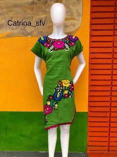 "Beautiful machine embroidered blanket dress with stamen thread made in Mexico MEXICAN DRESS, \"zinacantan\" Mexican dress short handmade dress, embroidered dress, typical dress, regional dress,perfect dress for Mexican party or any other event the dress is unique size either ( SM- M - L -XL )" Multicolor Embroidered Dress For Cinco De Mayo, Fitted Embroidered Dress For Cinco De Mayo Fiesta, Short Sleeve Embroidered Dress For Cinco De Mayo Fiesta, Fitted Embroidered Dress For Cinco De Mayo, Green Embroidered Short Sleeve Cotton Dress, Green Spring Fiesta Dress, Spring Fiesta Green Dress, Mexican Party Dress, Blanket Dress