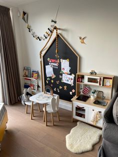 a child's play room with toys and decor