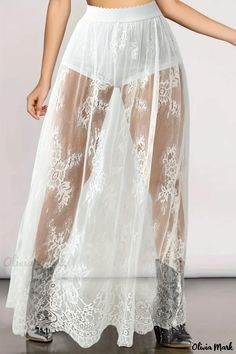 Olivia Mark - Stylish High Waist Sheer Panel Patchwork Skirt with a Classic Twist Fishnet Dress, Patchwork Skirt, Summer Lace, Faux Leather Dress, Costume Intero, White Maxi Dresses, Gothic Lolita, Lolita Fashion, Summer Outfits Women