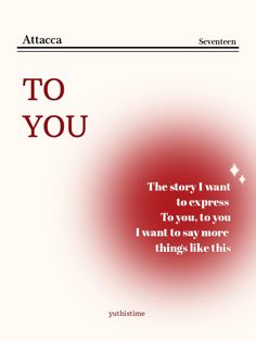 the book cover for to you, with an image of a red and white circle