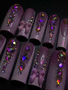 diamond rhinestone nails Nail Jewel Placement, Gemstone Placement Nails, Rhinestone Patterns Nails, Nail Ideas Gems Rhinestones, Purple Rhinestone Nail Designs, Gem Nail Designs Rhinestones, Stone Nails Designs, Gem Patterns Nails, Diamond Placement On Nails