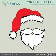 santa hat with beard and mustache svg file