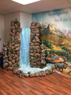 there is a fake waterfall in the room