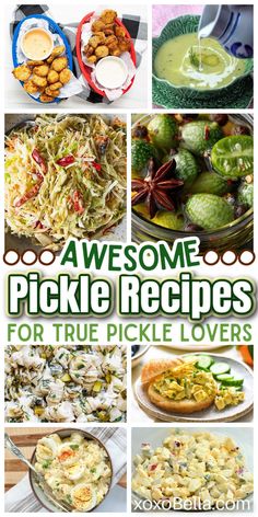 Pickle recipes Recipes With Pickles In It, What To Make With Pickles, Pickle Lunch Ideas, Things To Do With Pickles, Unique Pickle Recipes, Pickle Recipes Side Dishes, Pickle Themed Party, Recipes With Pickles, Pickle Ideas