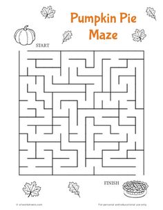 a pumpkin pie maze is shown in this printable