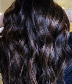 Dimensional Brunette Dark Chocolate Brown, Blonde Highlights For Brown Hair, Caramel Hair Colour, Dark Hair With Lowlights, Brown Hair With Lowlights, Dark Brown Hair Balayage, Highlights For Brown Hair, Dark Chocolate Brown Hair, Dark Brown Balayage