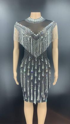 Rhinestone See Through Sleeveless Fringe Cocktail Dress Vestido Para Fiestas Latin Dresses S Gem Gem, Latin Dresses, Woman Birthday Party, Transparent Dress, Latin Dress, Dress Prom, Dress Short, Dress First, Short Dress