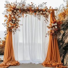 Orange Wedding Decorations, Backdrop Curtains, 35th Wedding Anniversary, Engagement Decor, Terracotta Wedding, Home Window, Engagement Decorations, Future Wedding Plans, Diy Wedding Flowers