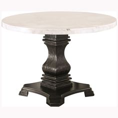 Tralle | 48 Round Marble Dining Table, Solid Wood & MDF Base, 4 Seater, IDF-3755RT Marble Pedestal Dining Table, Black Homes, Round Marble Dining Table, Marble Top Dining Table, Dining Table Dimensions, Round Dining Set, White Dining Table, Marble Dining, Pedestal Dining Table