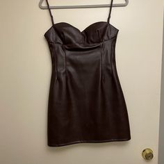 Lucca Brownish Leather Dress. Size M. Only Worn Once And The Condition Is Great With The Tags Still On It. I Bought It For $80 Originally. Brown Lined Mini Dress For Party, Party Brown Lined Mini Dress, Brown Lined Mini Dress For Date Night, Leather Dress, Lucca, Mini Dress, Womens Dresses, Tags, Leather