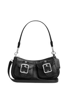 Crafted of crinkled patent leather, the Ashton Baguette Bag is laid-back yet luxurious. Its natural charm will complement your easy-going style.Inside multifunction pocketZip-top closure, fabric liningDetachable handle with 8 1/2" dropOutside snap pocketsDetachable strap with 23 1/4" drop for shoulder or crossbody wear10" (L) x 4" (H) x 2 3/4" (W)Style No. CV943Color: Black Coach Ashton Baguette, Baby Bag Backpack, Crossbody Tote Bag, Coach Shoulder Bag, Baguette Bag, Crossbody Tote, Handbags Michael Kors, Easy Going, Baby Bag