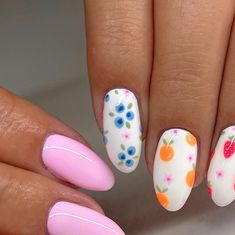 Tayler Webb | your nail girl on Instagram: "tutti frutti 🫐🌸🍊🌸🍓🌸🍋🌸🍒 . Inspired by @beautybyjanessa" May Nails, Get Nails, Beach Nails, Dream Nails, Fire Nails